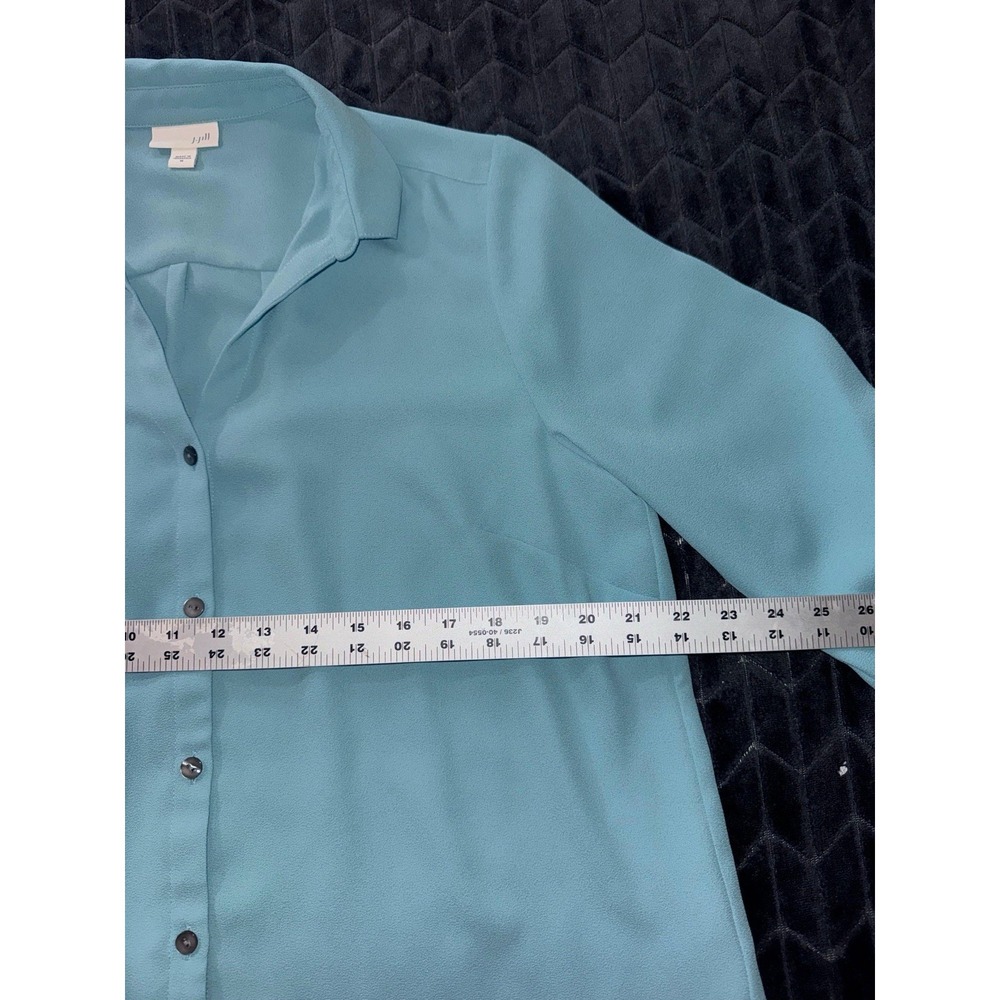 J. Jill Shirt Women Blue Button Up Collared Long Sleeve Casual Solid Size Medium - Picture 5 of 7